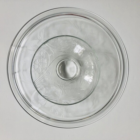 Luminarc Mariella footed cake plate 13" Crystal Floral Clear Made in France wg - Picture 6 of 9